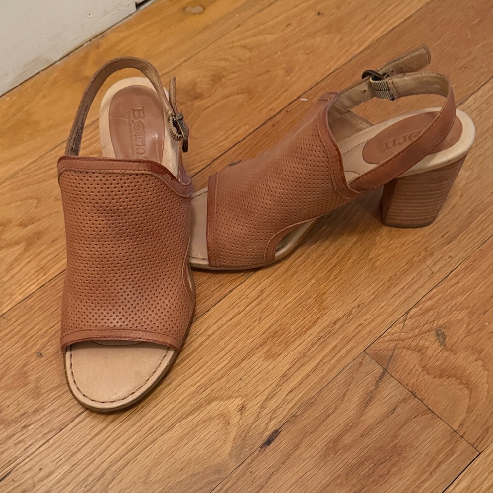 Born Women's Brown Leather Slingback Heels